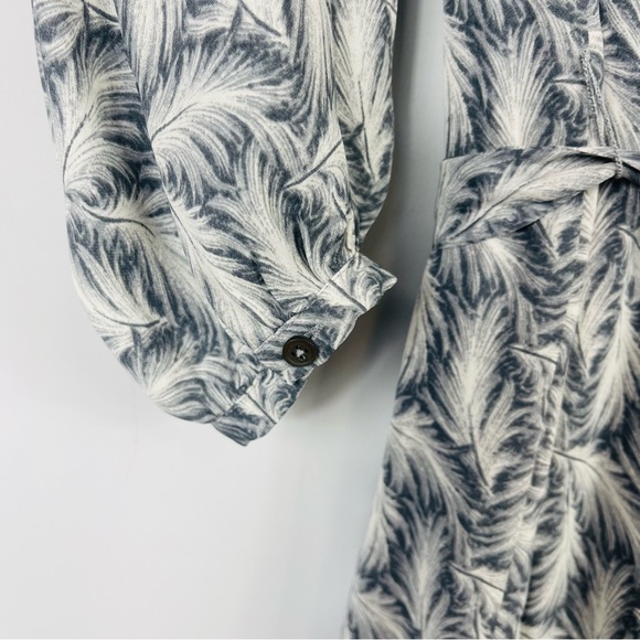 Joie Isaline Feather Cold Shoulder Mini Dress Gray White Print Silk Tie Belt XXS - Picture 11 of 15
